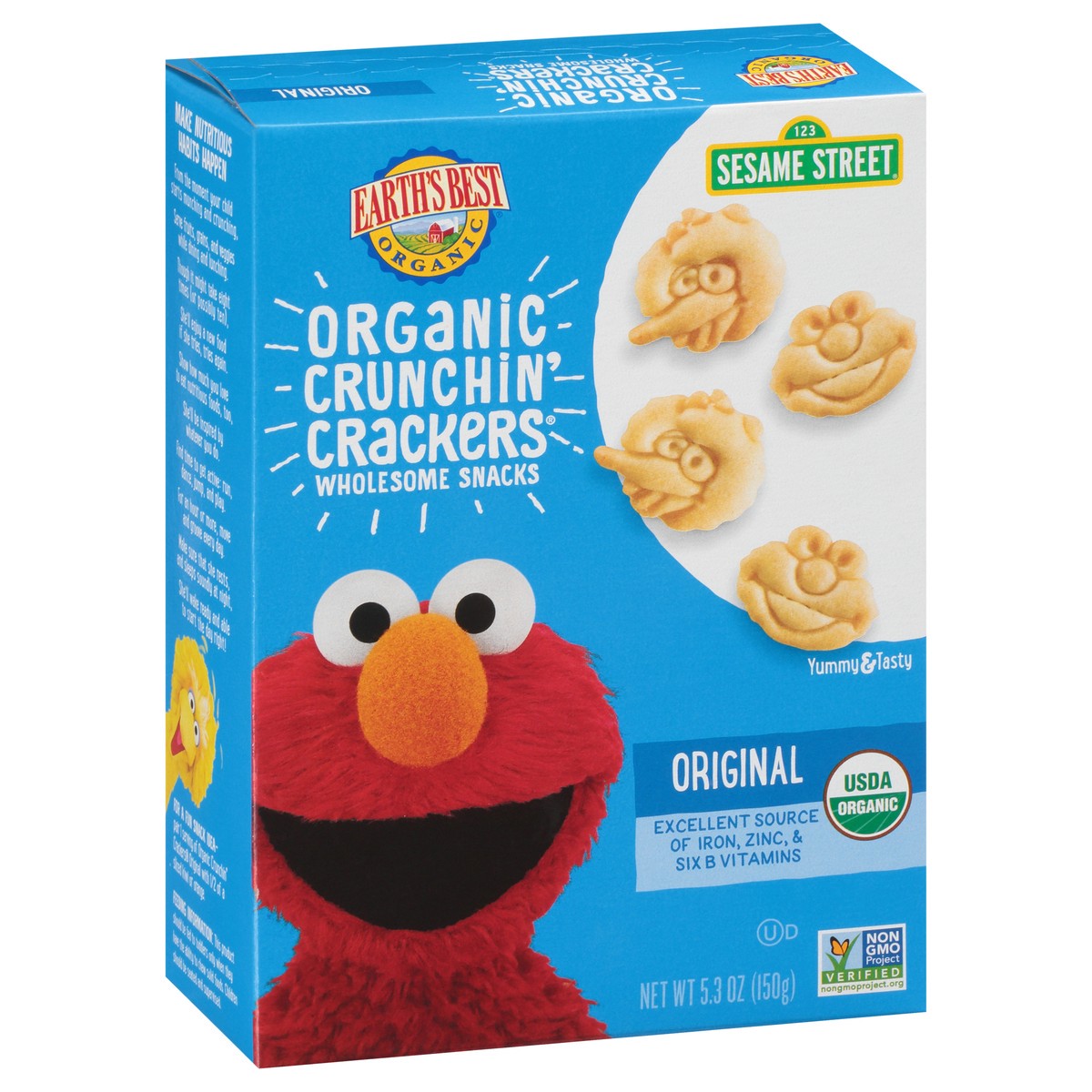 slide 2 of 8, Earth's Best Sesame Street Original Organic Crunchin' Crackers Wholesome Snacks 5.3 oz. Box, 5.3 oz