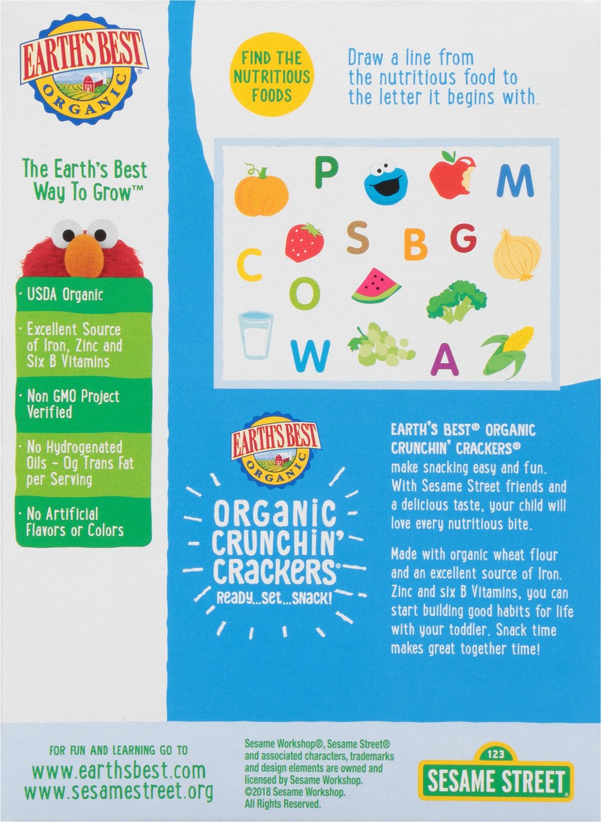 slide 4 of 8, Earth's Best Sesame Street Original Organic Crunchin' Crackers Wholesome Snacks 5.3 oz. Box, 5.3 oz
