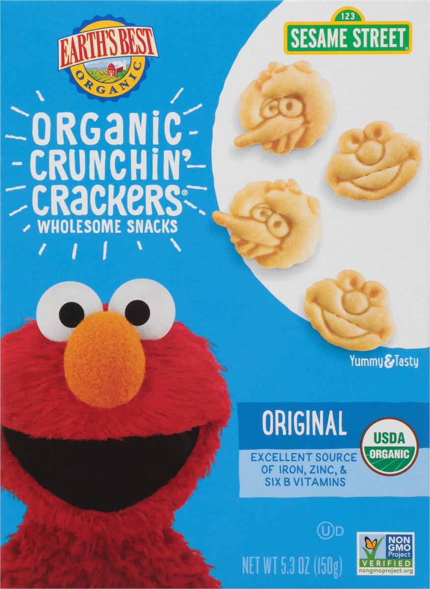slide 5 of 8, Earth's Best Sesame Street Original Organic Crunchin' Crackers Wholesome Snacks 5.3 oz. Box, 5.3 oz