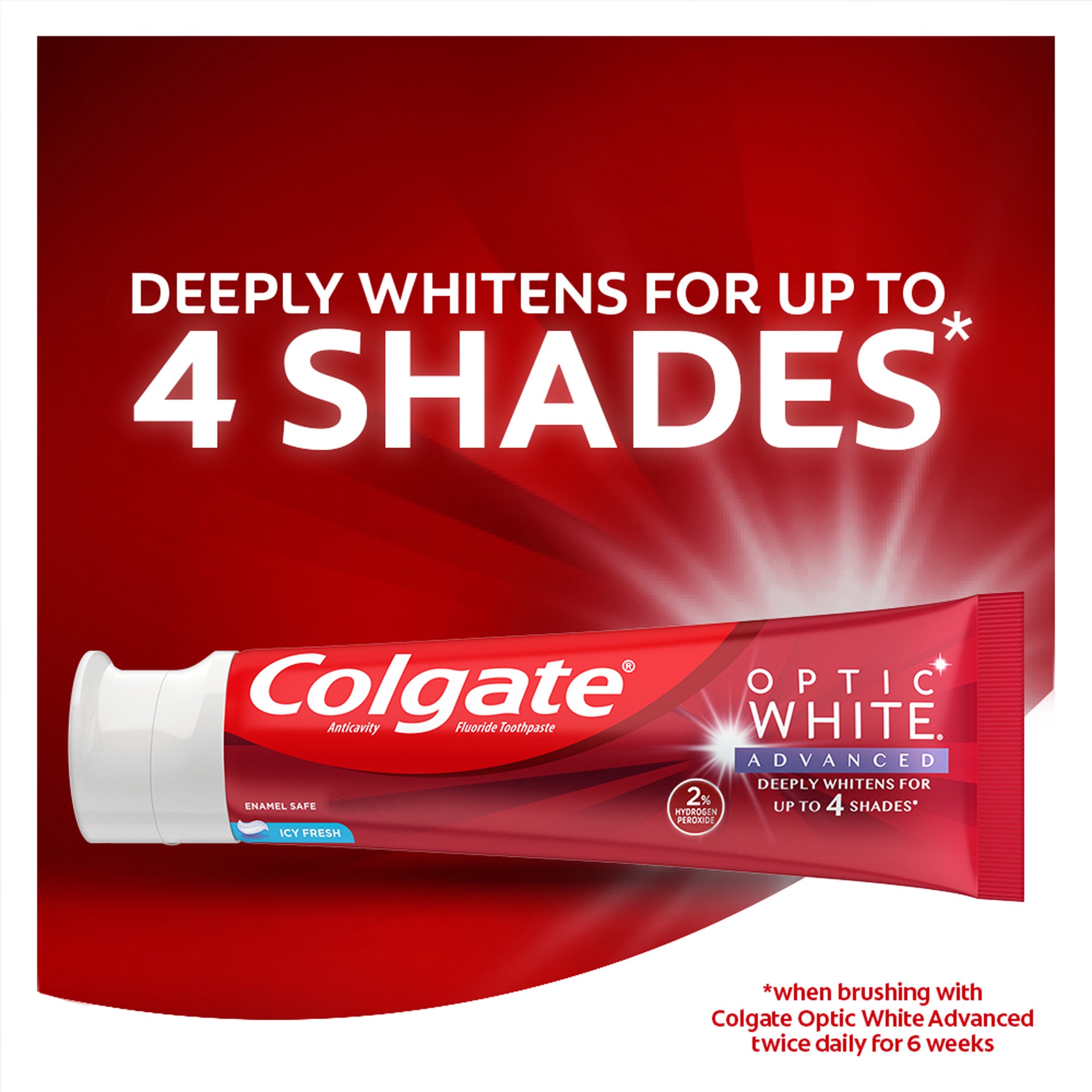 slide 3 of 10, Colgate Optic White Advanced Icy Fresh Toothpaste, 4.5 oz