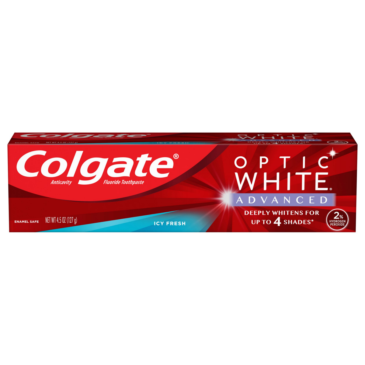 slide 1 of 10, Colgate Optic White Advanced Icy Fresh Toothpaste, 4.5 oz