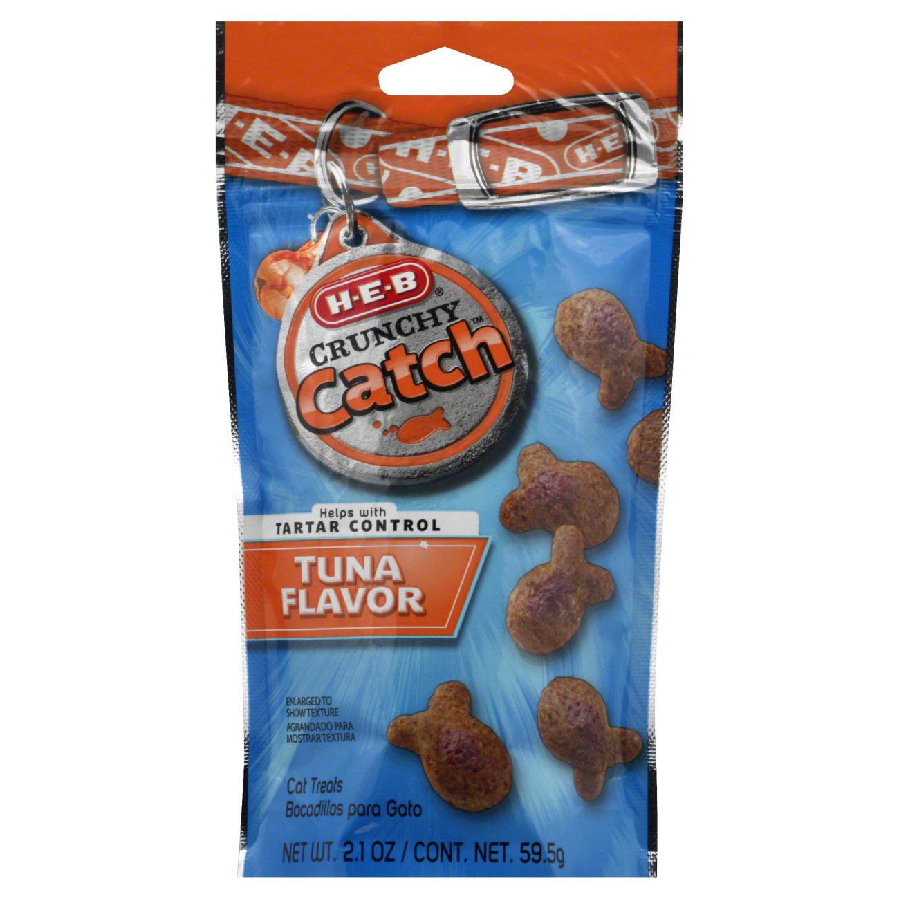 slide 1 of 1, H-E-B Crunchy Catch Tuna Flavor Cat Treats, 2.1 oz