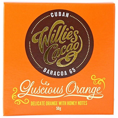 slide 1 of 1, Willie's Cacao Cuban 65% Cacao Orange Chocolate Single, 50 gram