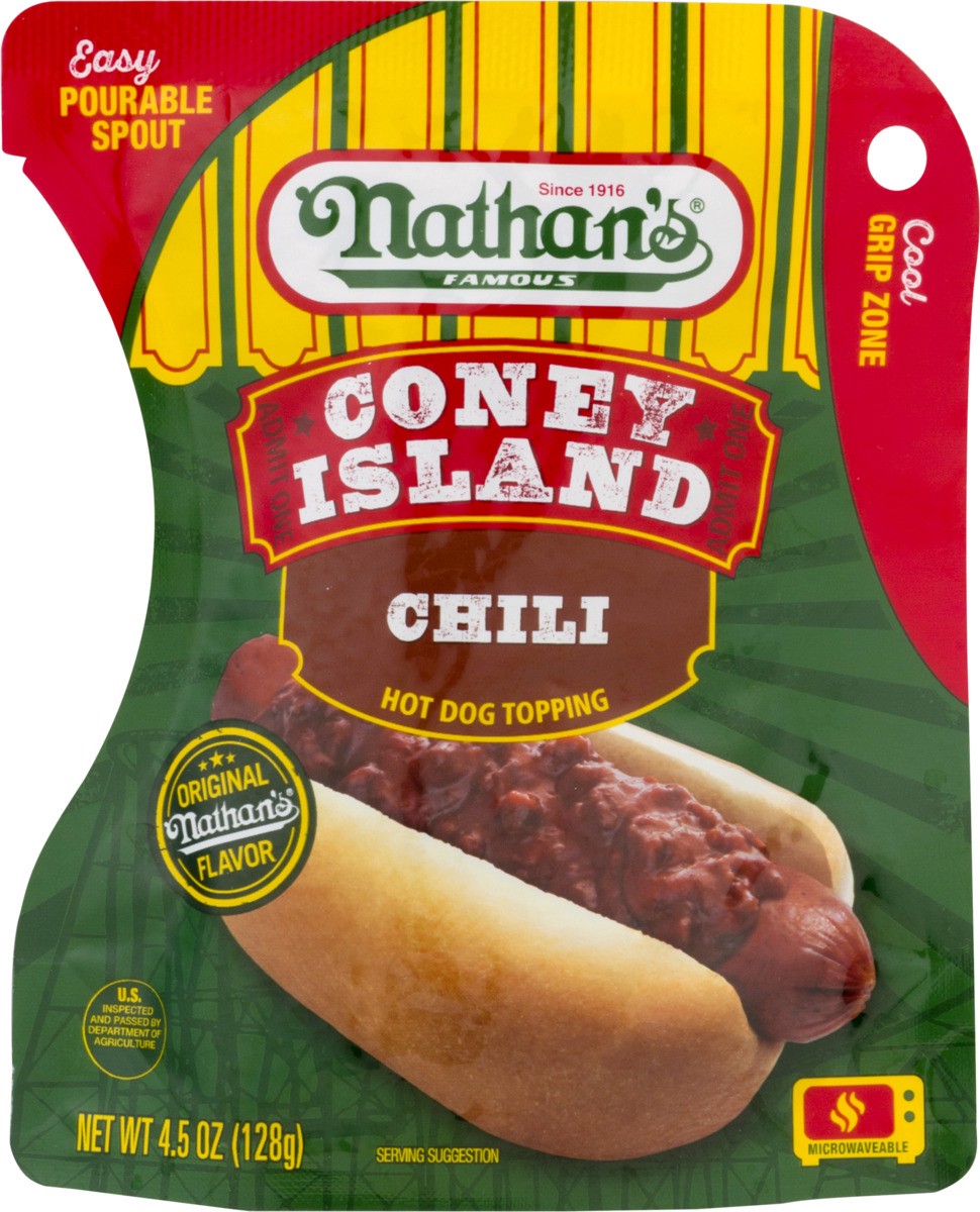 slide 8 of 9, Nathan's Famous Chili Hot Dog Topping, 4.5 oz