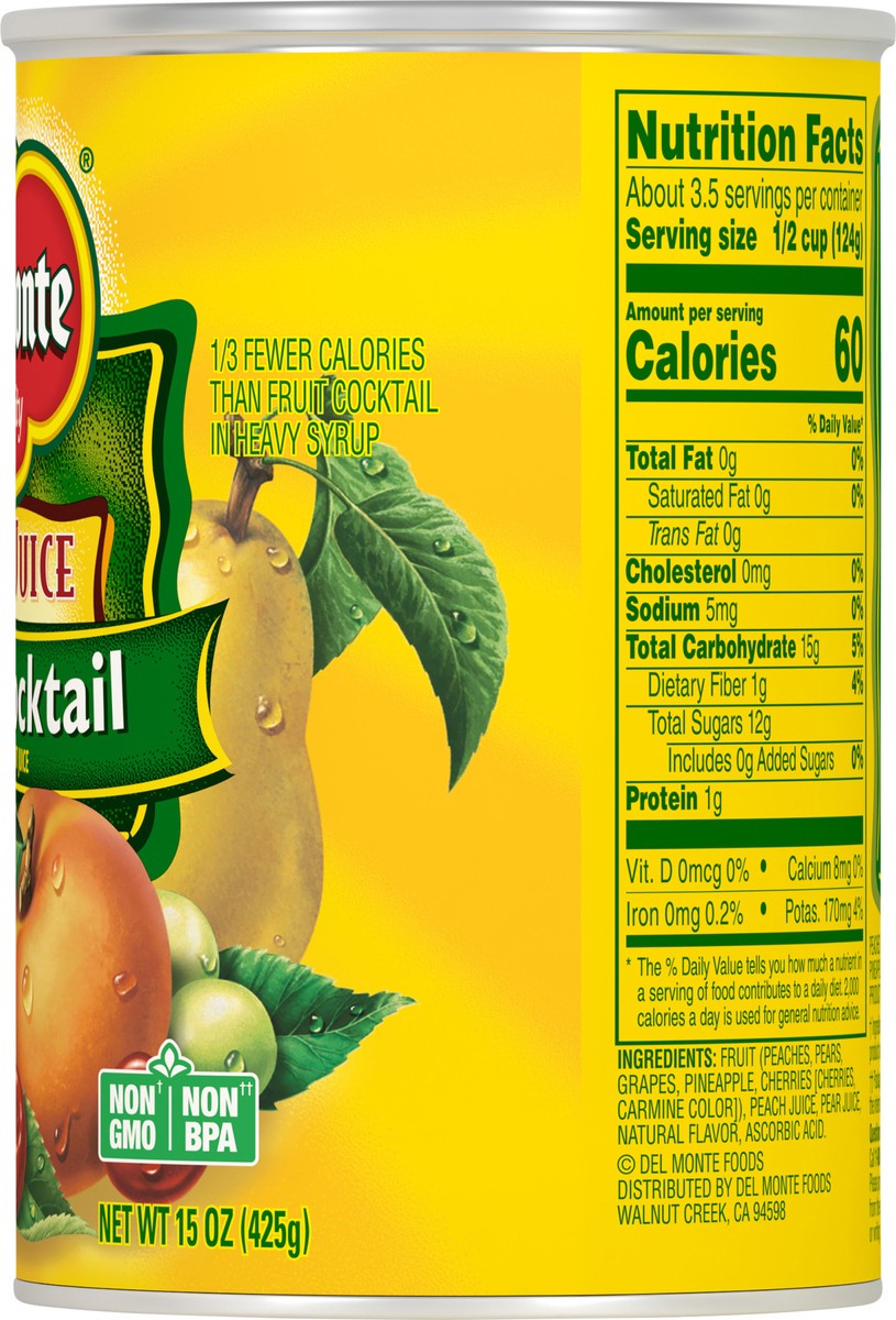 slide 3 of 7, Del Monte 100% Juice Fruit Cocktail 15 oz, 15 oz