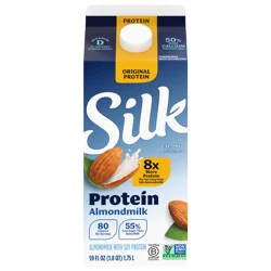Silk Original Protein Almond Milk, Dairy Free, Gluten Free, 59 FL OZ Carton