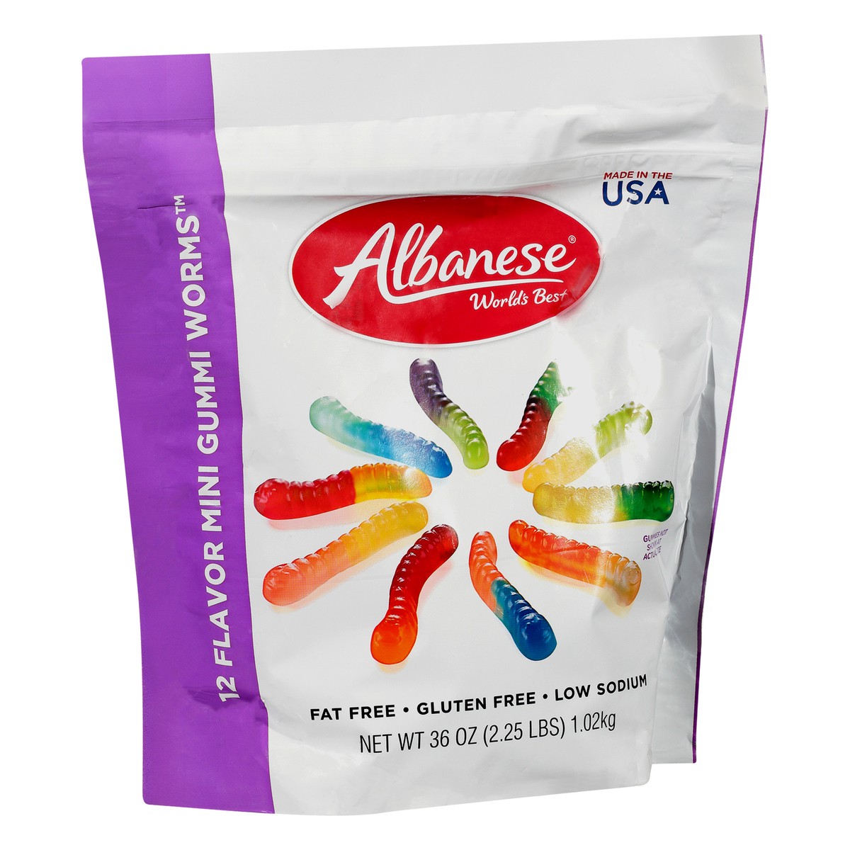 slide 3 of 9, Albanese Gluten Free Flavored Mini Gummy Worms, 36 oz