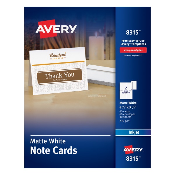 slide 1 of 6, Avery Inkjet Note Cards, White, 60 ct