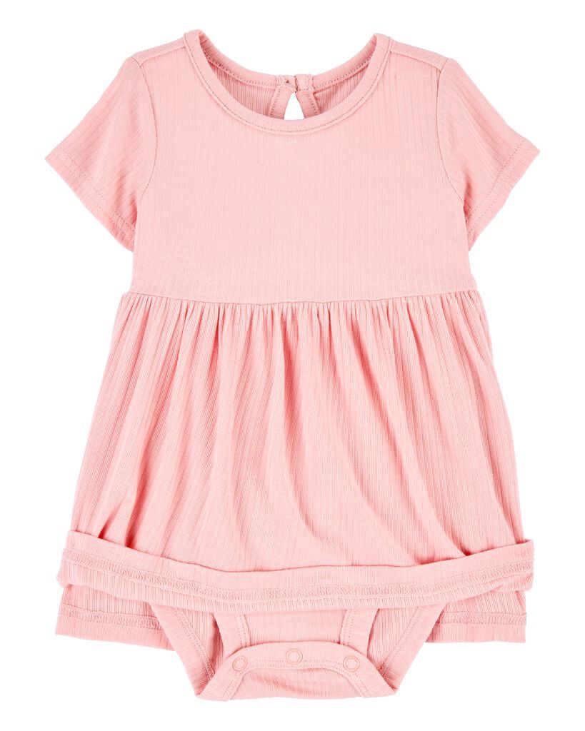 slide 5 of 5, Carter's Baby Solid PurelySoft Bodysuit Dress - Pink Pink 6M, 1 ct