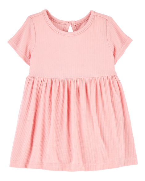 slide 1 of 5, Carter's Baby Solid PurelySoft Bodysuit Dress - Pink Pink 6M, 1 ct