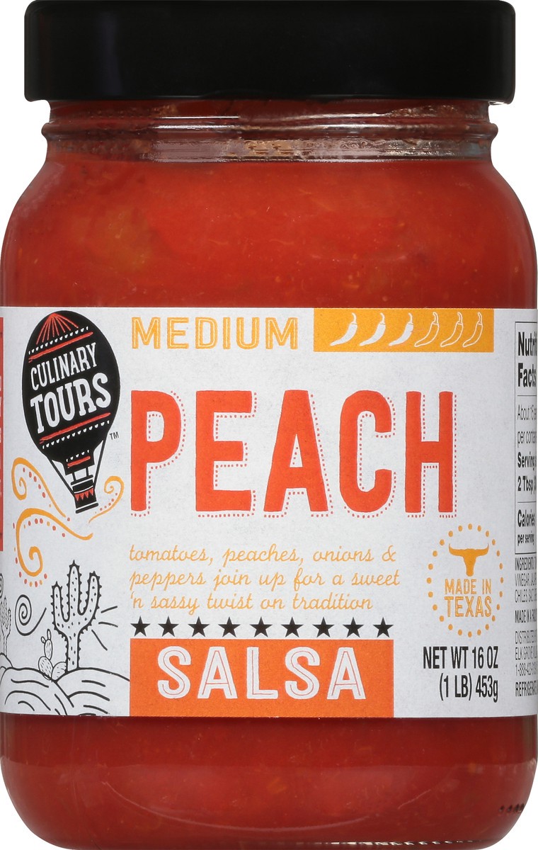 slide 1 of 9, Culinary Tours Medium Peach Salsa 16 oz, 16 oz