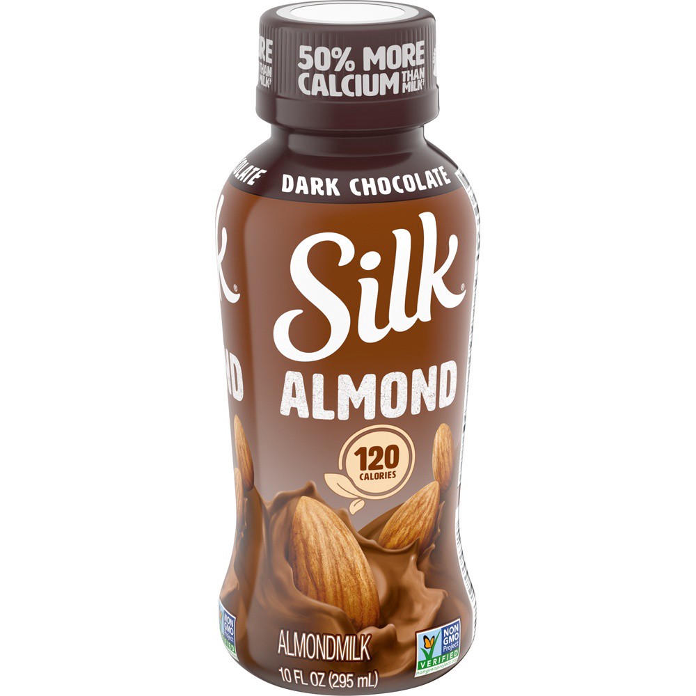 slide 8 of 8, Silk Shelf-Stable Almond Milk, Dark Chocolate, Dairy-Free, Vegan, Non-GMO Project Verified, 10 oz., 10 fl oz