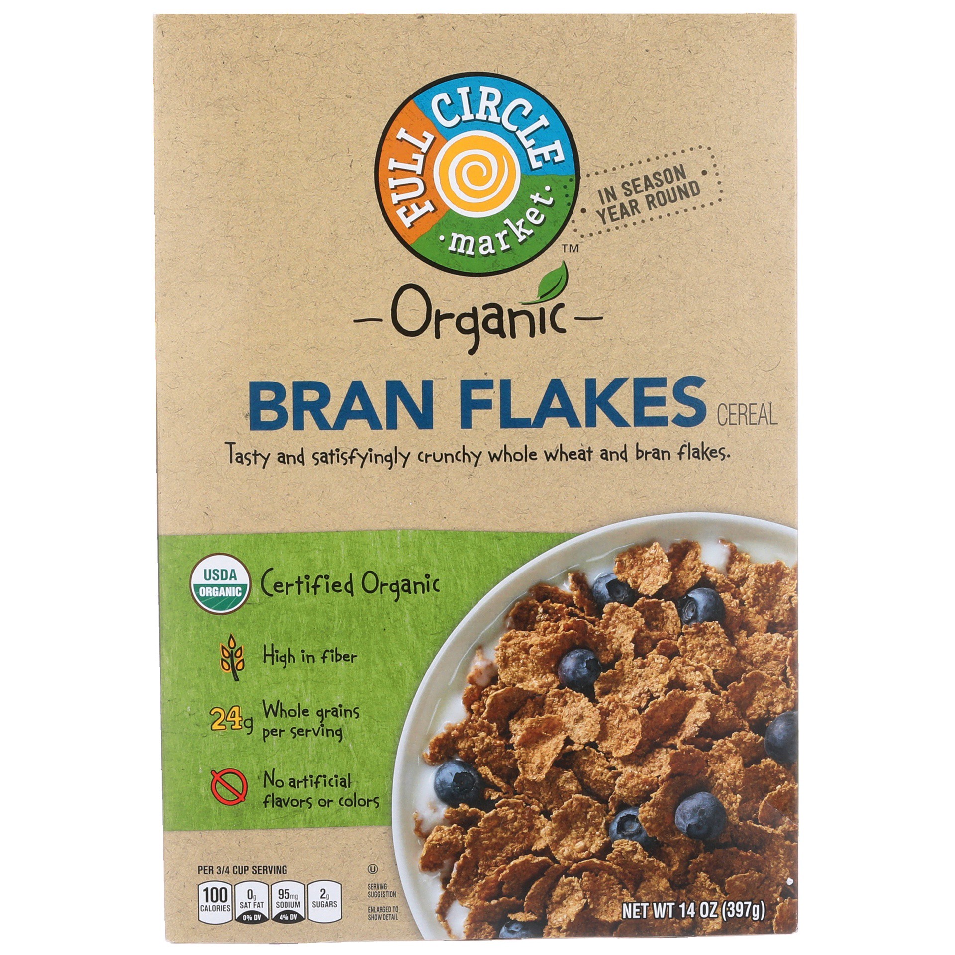 slide 1 of 6, Full Circle Market Organic Bran Flakes Cereal, 14 oz