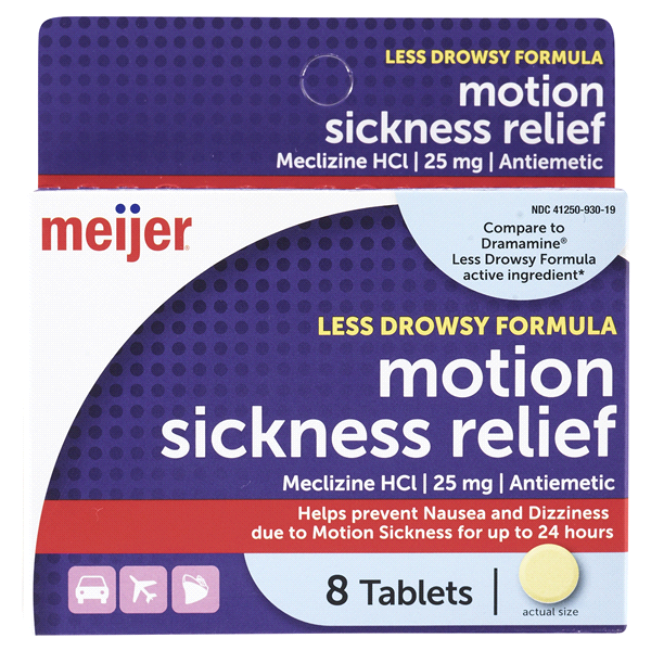 Meijer Motion Sickness Relief Tablets Meclizine Hci Less Drowsy 25 Mg 8 Ct Shipt 