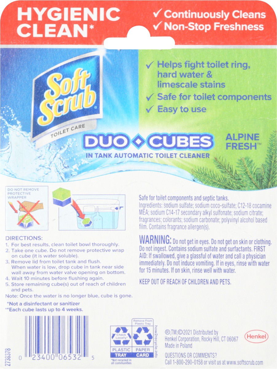 slide 2 of 9, Soft Scrub Alpine Fresh Toilet Cleaner Duo-Cubes, 4 ct