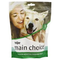 Meijer Main Choice 6" Chicken Wrapped Rawhide Rolls, 8 ct