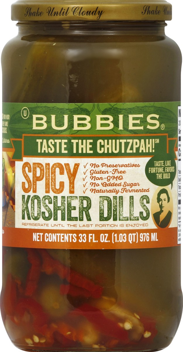 slide 6 of 6, BUBBIES Bubbie's Spicy Kosher Dill Pickles, 33 oz., 33 oz