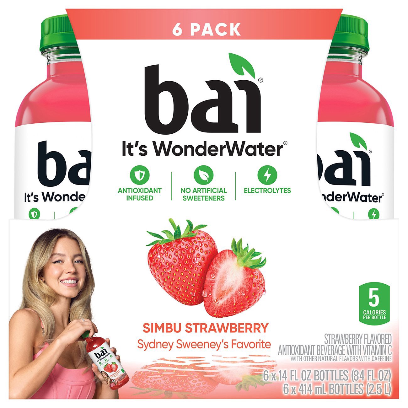 slide 1 of 1, Bai Simbu Strawberry, 6 pk, 14 oz