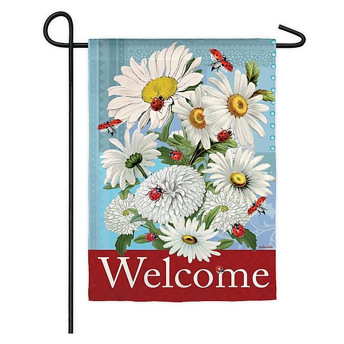 slide 1 of 1, Evergreen Daisies and Ladybugs Double-Sided Garden Flag, 1 ct