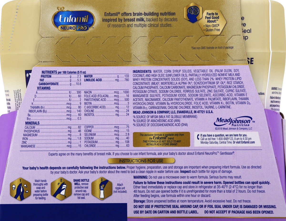 slide 3 of 10, Enfamil Neuro Pro Infant Formula with Iron 6 - 8 fl oz Bottles, 6 ct