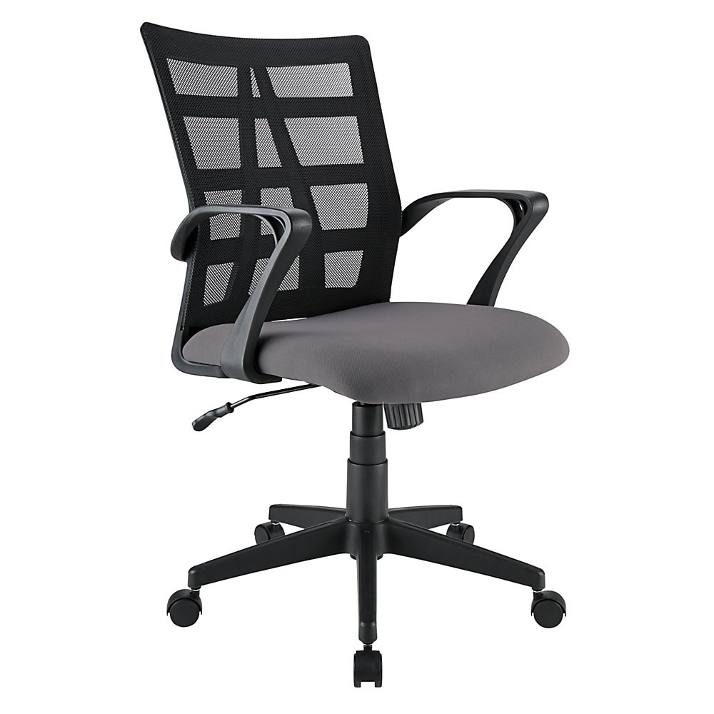 slide 1 of 7, Brenton Studio Jaxby Mesh/Fabric Mid-Back Task Chair, Black/Gray, 1 ct