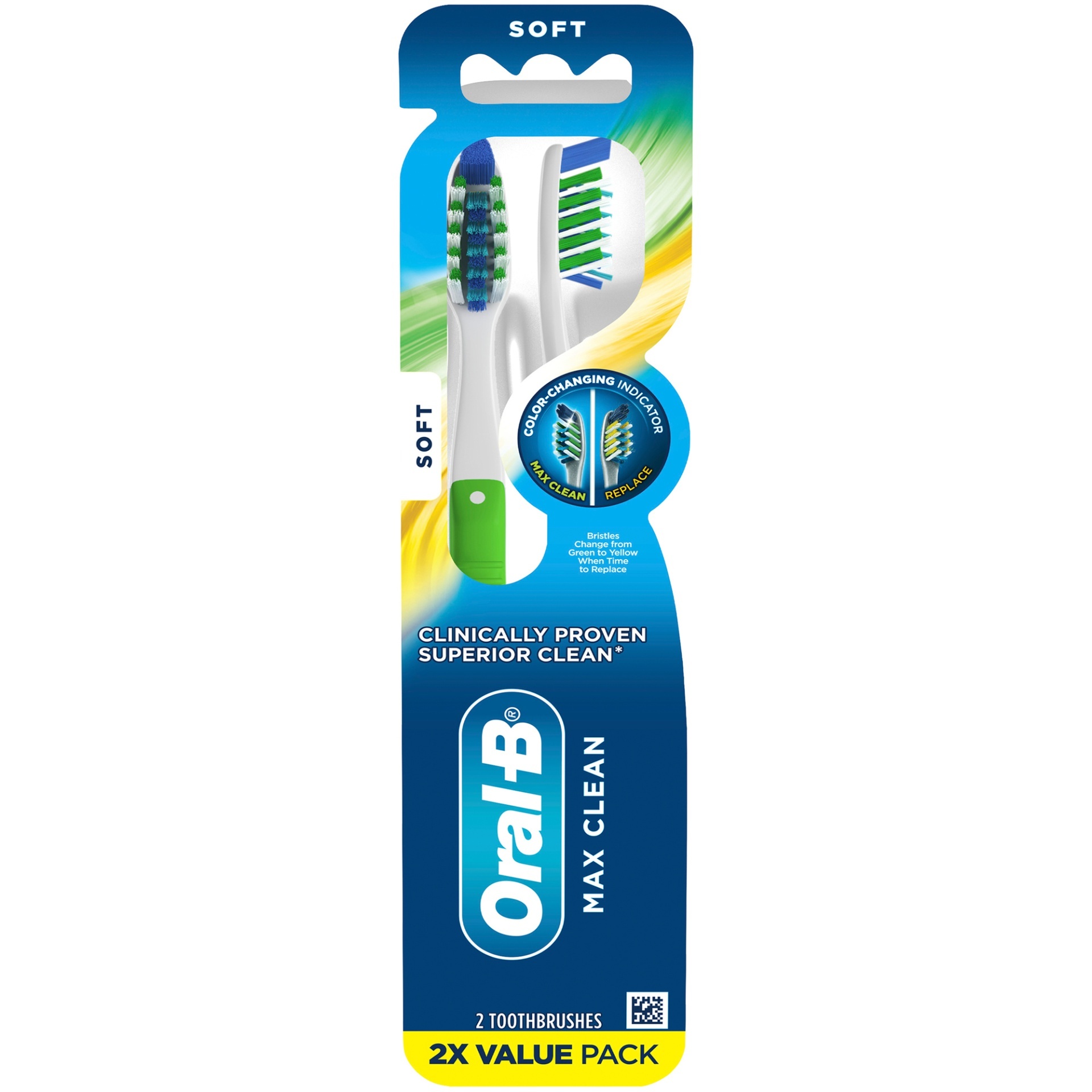 slide 1 of 1, Oral-B Cross Action Max Clean Toothbrush, Soft, 2 ct