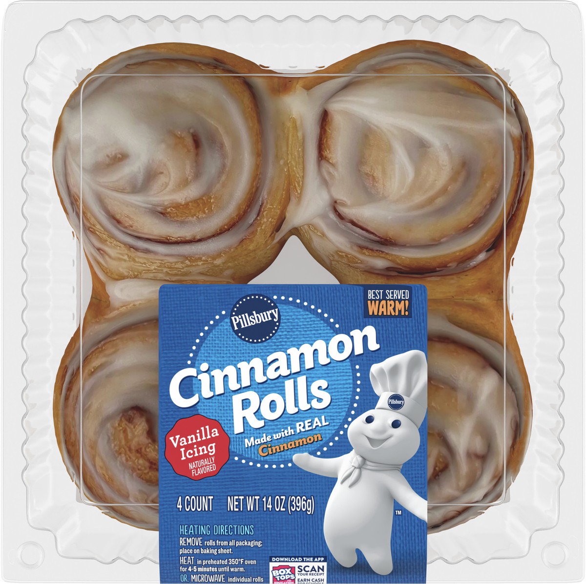 slide 9 of 11, Pillsbury Baked Cinnamon Rolls 4 Count, 4 ct