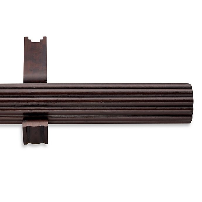 slide 1 of 3, Cambria Estate Wood Single Fluted Curtain Rod - Chocolate, 84 in