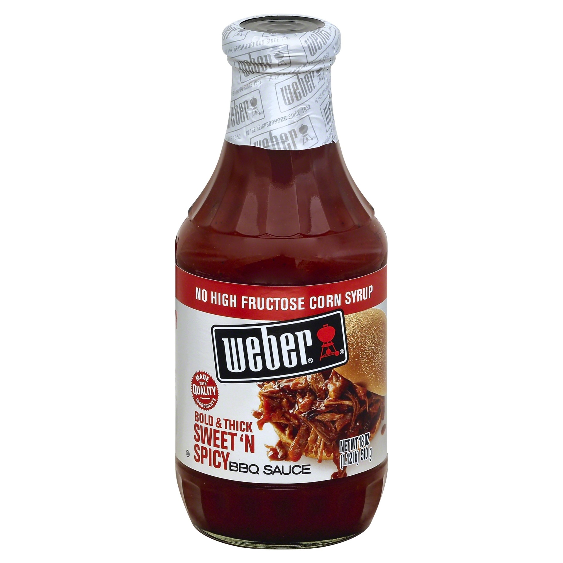 slide 1 of 1, Weber Bold & Thick Sweet'N Spicy BBQ Sauce, 18 oz