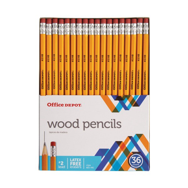 slide 1 of 2, Office Depot Brand Basic Wood Pencils, Unsharpened, #2 Medium Soft Lead, Pack Of 36, 36 ct