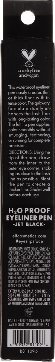 slide 11 of 12, e.l.f. Jet Black 81109 H2O Proof Eyeliner Pen 0.02 fl oz, 0.02 fl oz