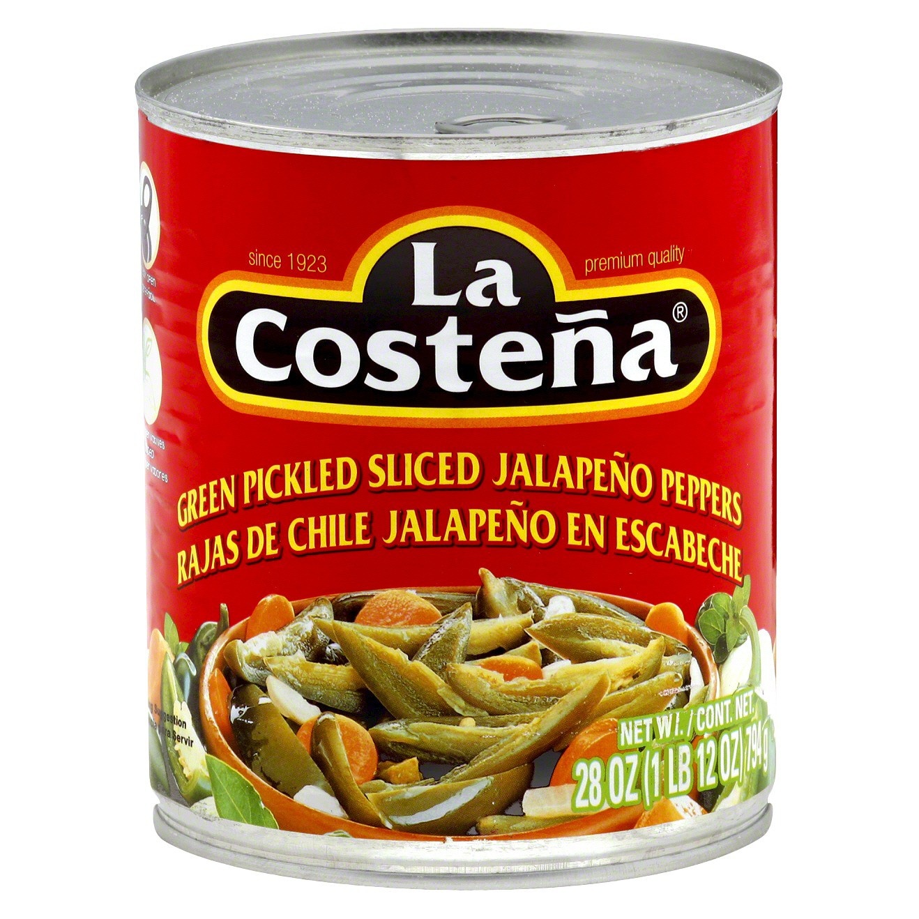 slide 1 of 1, La Costeña Green Pickled Sliced Jalapeno Peppers, 28 oz