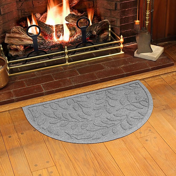 slide 2 of 3, Weather GuardBrittney Leaf Half Oval Door Mat - Medium Grey, 24 in x 39 in