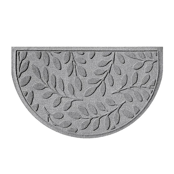 slide 3 of 3, Weather GuardBrittney Leaf Half Oval Door Mat - Medium Grey, 24 in x 39 in