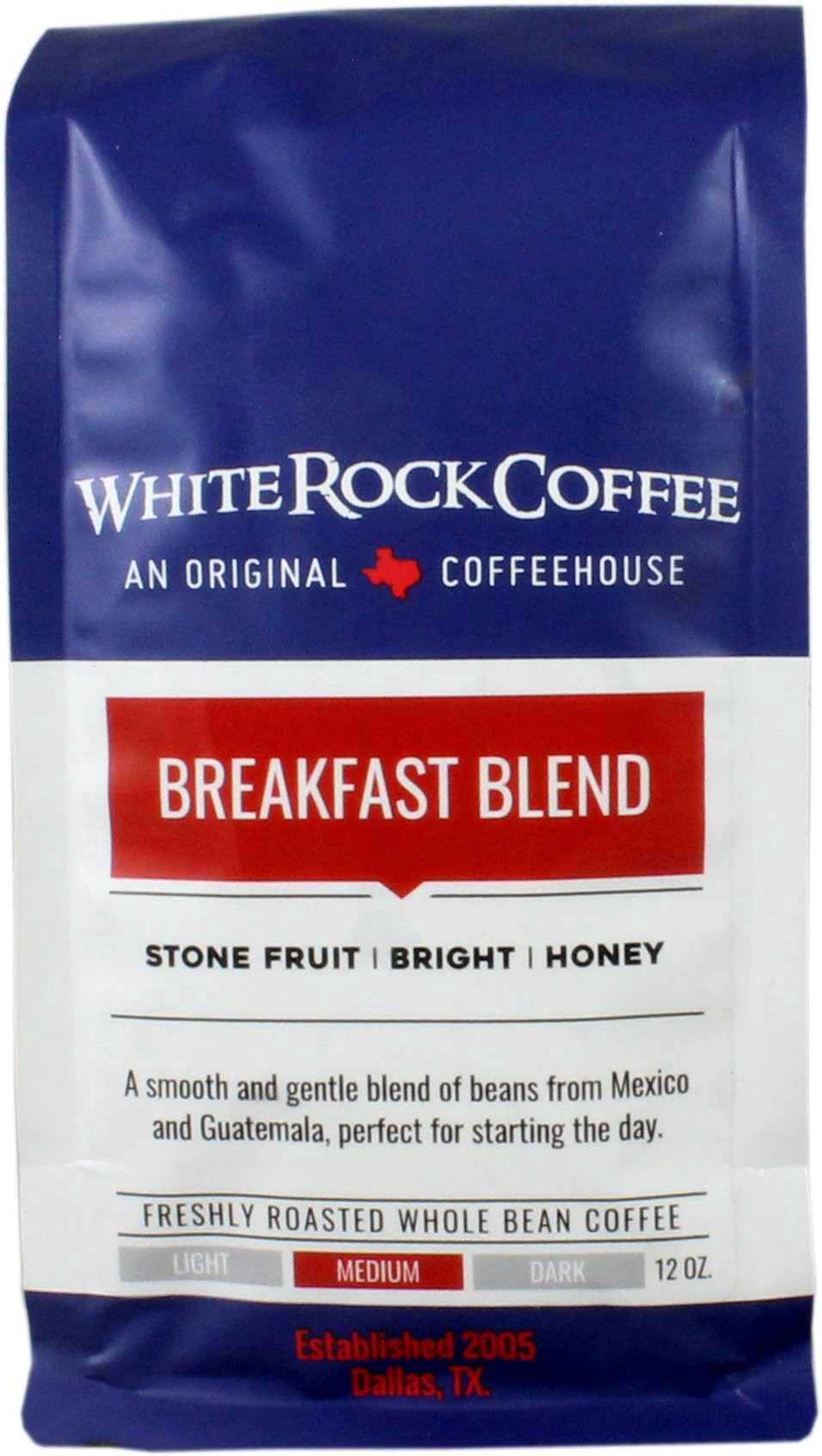 slide 1 of 1, White Rock Coffee Breakfast Blend Whole Bean Coffee, 12 oz