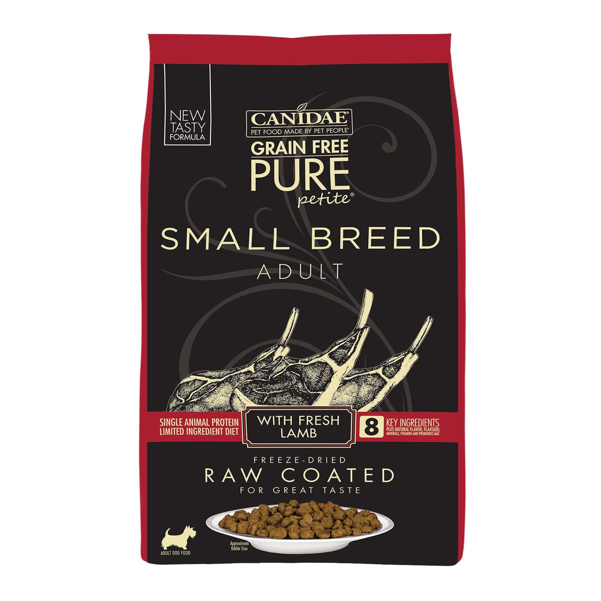 slide 1 of 1, CANIDAE Grain Free PURE Petite Small Breed Dry Dog Food Raw Coated Formula with Lamb, 10 lb