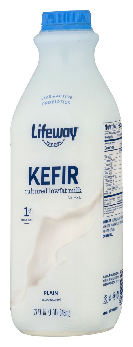 slide 4 of 11, Lifeway Kefir Plain Low Fat Milk Smoothie, 33 fl oz
