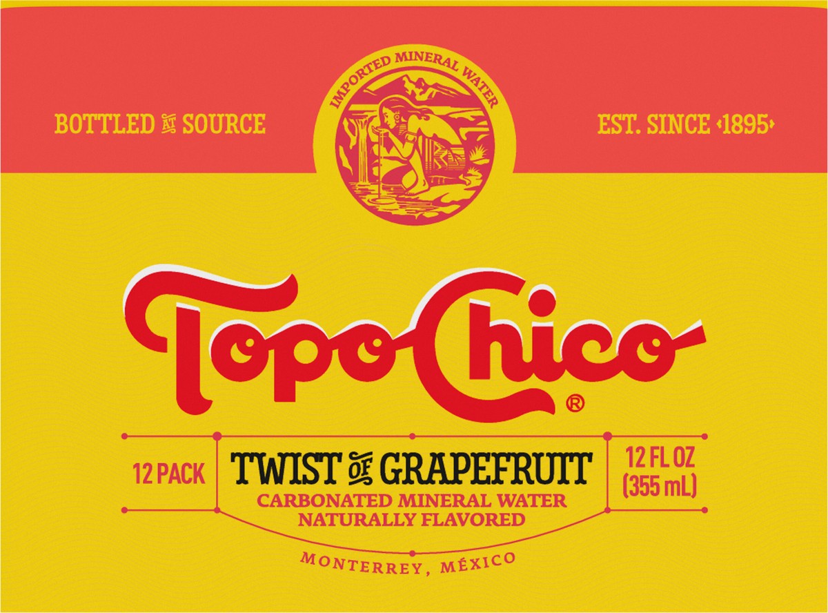 slide 2 of 8, Topo Chico Mineral Water Twist of Grapefruit Glass Bottles- 12 ct; 12 oz, 12 ct; 12 oz