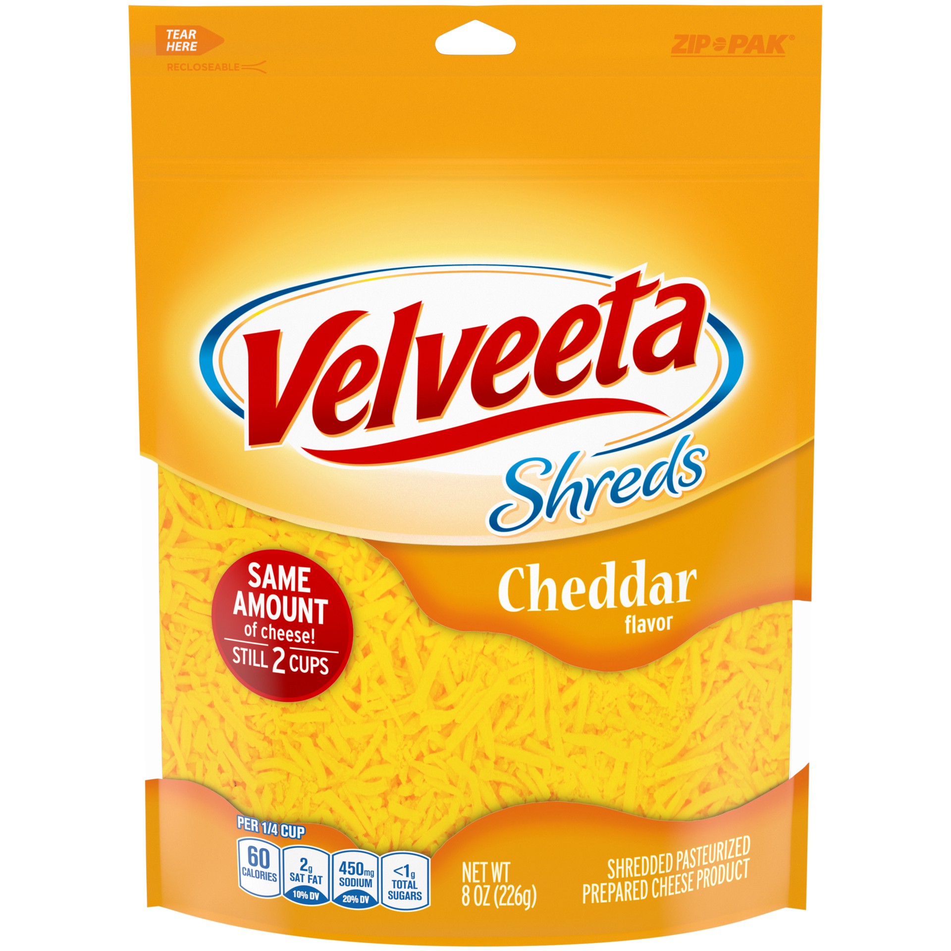 slide 1 of 7, Velveeta Shreds Cheddar Flavored Shredded Cheese, 8 oz Bag, 8 oz