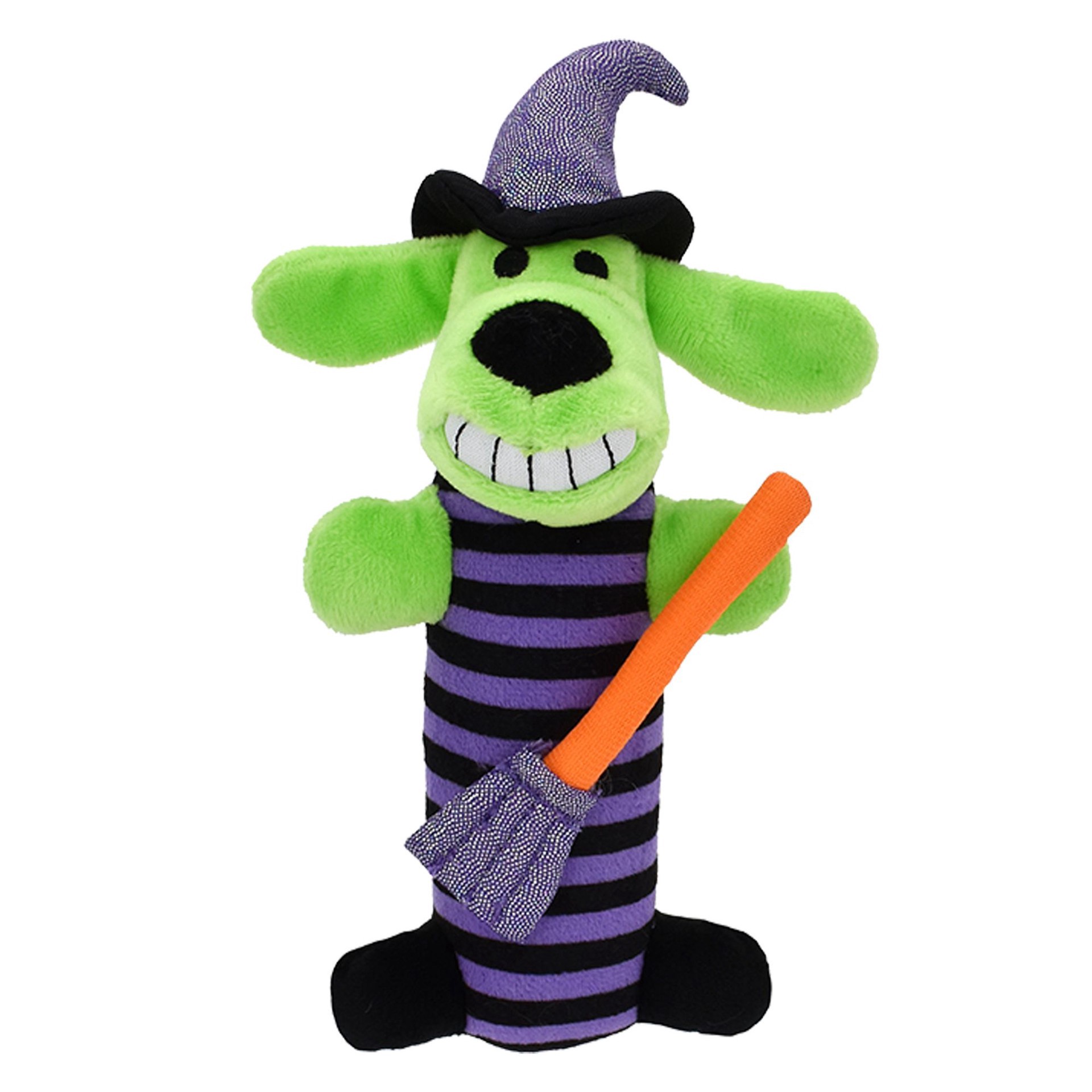 slide 1 of 1, Multipet® Halloween Witch Bobo With Shiny Hat And Broom 6", 6 in