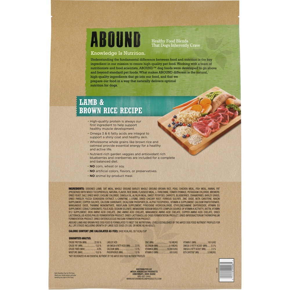 slide 2 of 2, Abound Lamb & Brown Rice Recipe Dry Dog Food, 14 lb