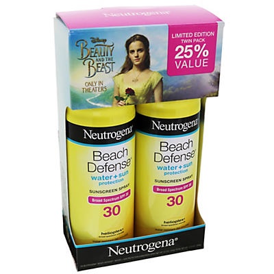 slide 1 of 1, Neutrogena Beach Defense Spray Suncreen SPF 30 Twin Pack, 13 oz