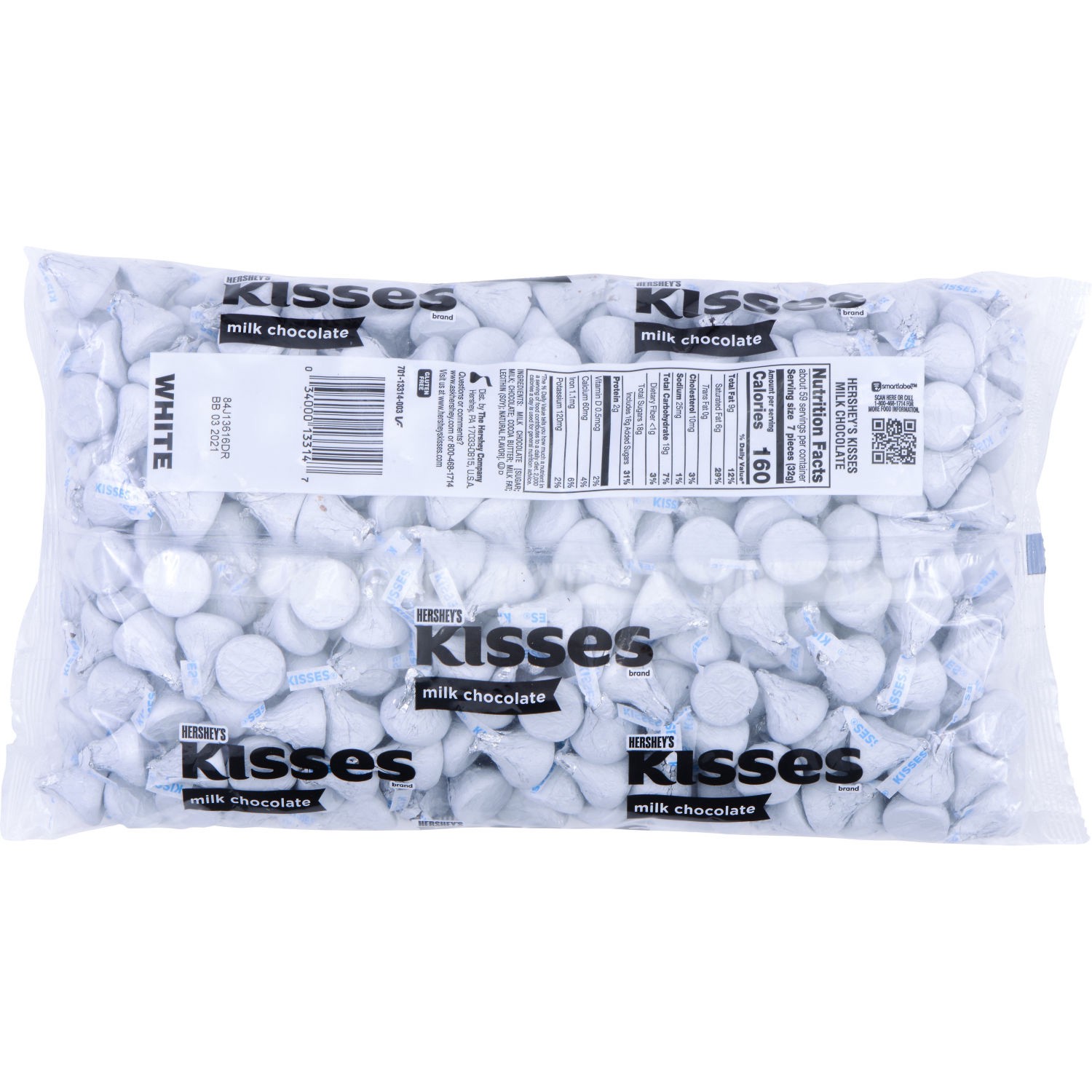 slide 4 of 8, Hershey's KISSES Milk Chocolate Candy Bulk Bag, 66.7 oz, 66.70 oz