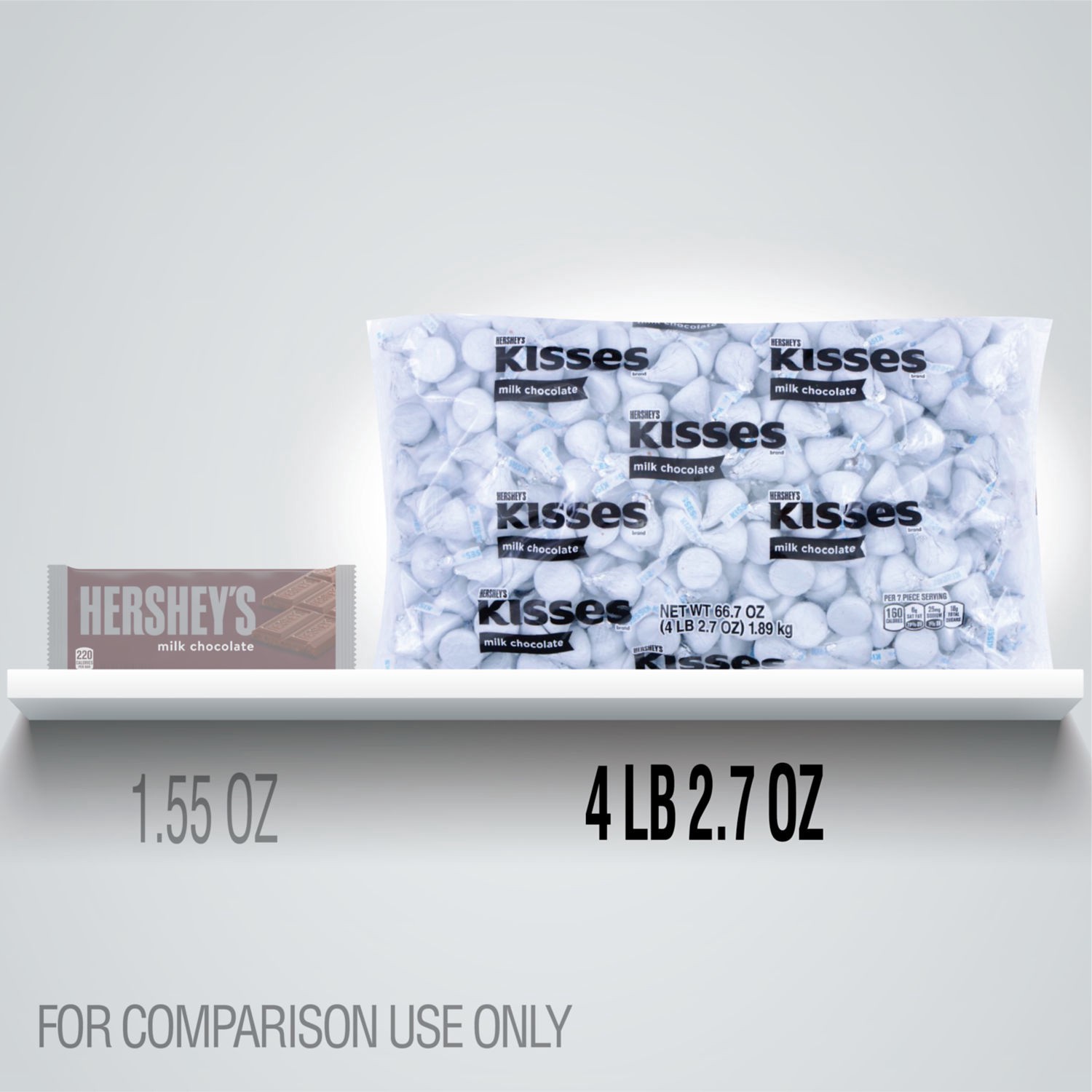 slide 6 of 8, Hershey's KISSES Milk Chocolate Candy Bulk Bag, 66.7 oz, 66.70 oz