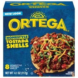 Ortega Homestyle Tostada Shells, White Corn Masa, 8 Count, 4.1 oz
