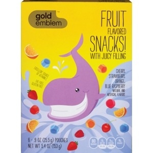 slide 1 of 1, CVS Gold Emblem Flavored Fruit Snacks With Juicy Filling Assorted Flavors, 6 ct; 0.9 oz; 25.5 gram; 5.4 oz; 153 gram