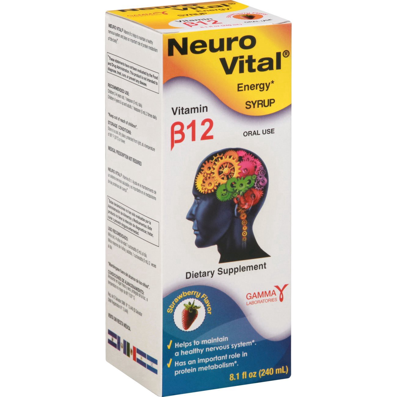 slide 1 of 9, Gamma Laboratories Nuero Vital B12 Enrg, 8.1 oz