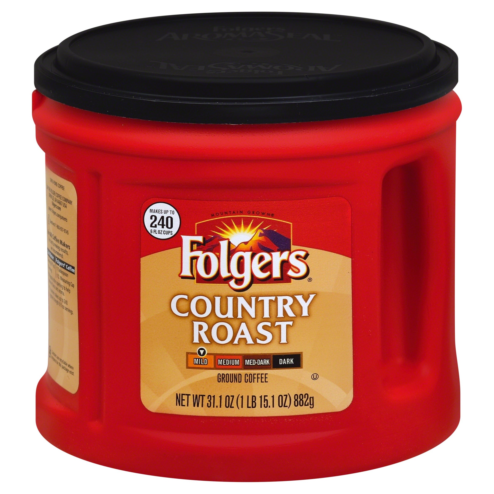 slide 1 of 1, Folgers Country Roast Ground Coffee, 31.1 oz