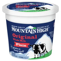Mountain High, Original Whole Milk Yogurt, Plain, Gluten Free Snacks, 64 OZ Yogurt Container