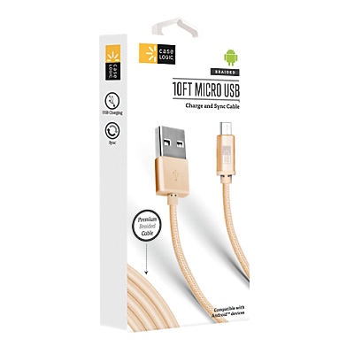 slide 1 of 1, Case Logic Micro Cable Fabric Cable Gold, 10 ft